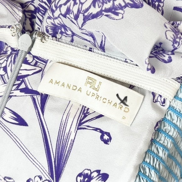 AMANDA UPRICHARD 70s Silk Floral Halter Neck Ruffled Off Shoulder Mini Dress XS - Picture 5 of 8